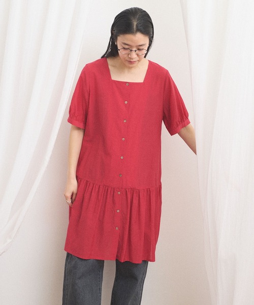 fig London(フィグロンドン)の「CottonCupra lawn mini dress(ワンピース・レディース・レッド/ドット・FREE)」の18枚目の写真