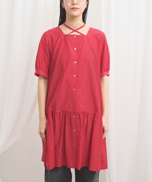 fig London(フィグロンドン)の「CottonCupra lawn mini dress(ワンピース・レディース・レッド/ドット・FREE)」の19枚目の写真