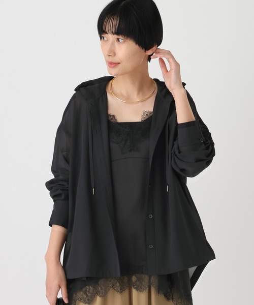 Elura(エルーラ)の「アイロンいらずフードシャツ/659651(シャツ/ブラウス・レディース・オフホワイト/ブラウン/ピンク/ブラック・FREE)」の3枚目の写真