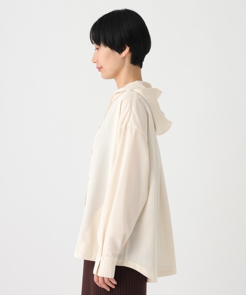 Elura(エルーラ)の「アイロンいらずフードシャツ/659651(シャツ/ブラウス・レディース・オフホワイト/ブラウン/ピンク/ブラック・FREE)」の13枚目の写真