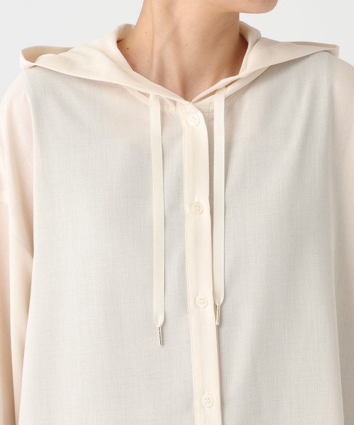 Elura(エルーラ)の「アイロンいらずフードシャツ/659651(シャツ/ブラウス・レディース・オフホワイト/ブラウン/ピンク/ブラック・FREE)」の11枚目の写真