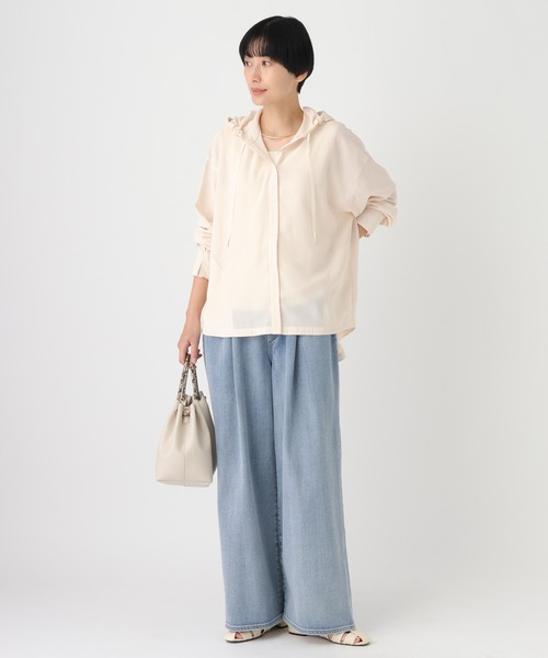 Elura(エルーラ)の「アイロンいらずフードシャツ/659651(シャツ/ブラウス・レディース・オフホワイト/ブラウン/ピンク/ブラック・FREE)」の7枚目の写真