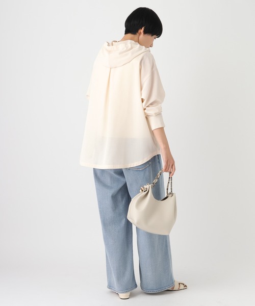 Elura(エルーラ)の「アイロンいらずフードシャツ/659651(シャツ/ブラウス・レディース・オフホワイト/ブラウン/ピンク/ブラック・FREE)」の5枚目の写真