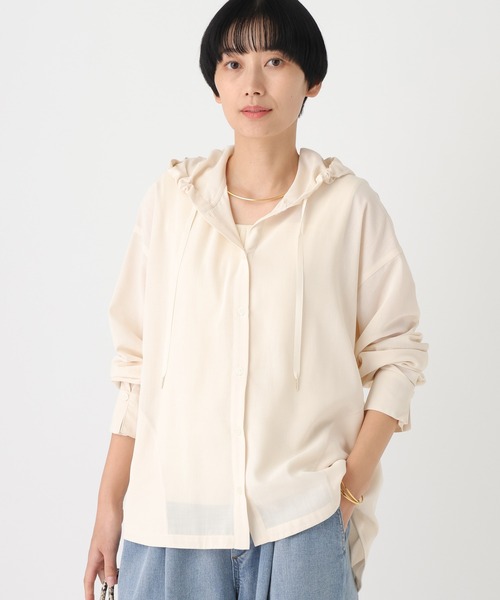 Elura(エルーラ)の「アイロンいらずフードシャツ/659651(シャツ/ブラウス・レディース・オフホワイト/ブラウン/ピンク/ブラック・FREE)」の9枚目の写真