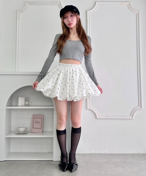 Loueme(ルエム)の「【5色展開】ドット&無地バルーンミニスカート(スカート・レディース・ブラック/ブラック系その他/ホワイト系その他/ホワイト/グレー系その他・FREE)」の16枚目の写真