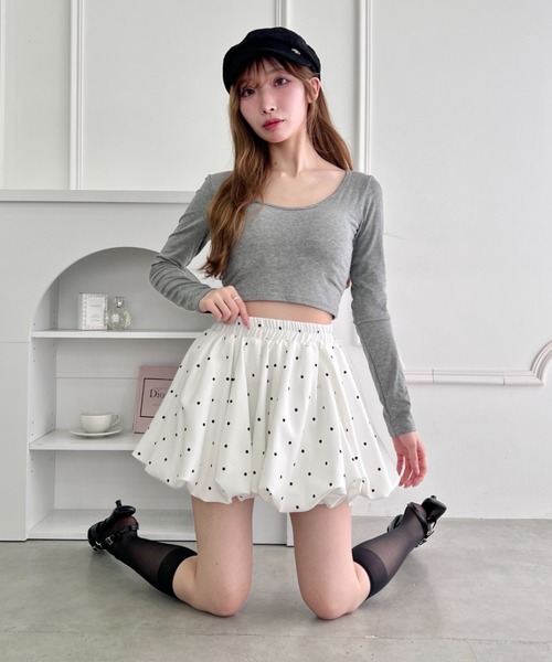 Loueme(ルエム)の「【5色展開】ドット&無地バルーンミニスカート(スカート・レディース・ブラック/ブラック系その他/ホワイト系その他/ホワイト/グレー系その他・FREE)」の15枚目の写真