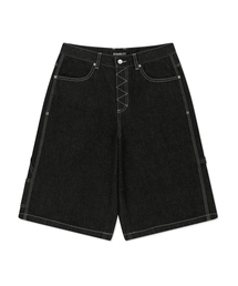 DENIM BERMUDA PANTS - BLACK