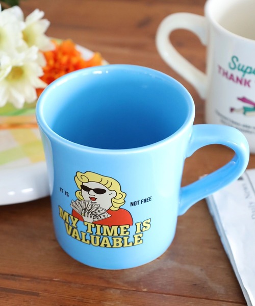 niko and...（ニコアンド）の「【Super Mom】マグカップ/容量320ml（グラス/マグカップ/タンブラー・レディース・ブルー/アイボリー・0）」の2枚目の写真