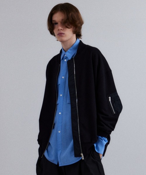 CINOH(チノ)の「HELENE HEAVY SWEAT BOMBER JACKT(その他アウター・メンズ・ブラック/ベージュ・46)」の2枚目の写真