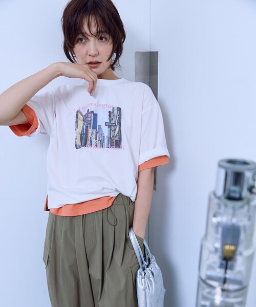 ANY(エニィ)の「ANYファンクションロゴTシャツ(Tシャツ/カットソー・レディース・ホワイト系2/スカイブルー系/ライトグレー系1/ブルー系1/ホワイト系/ホワイト系3/パープル系/ダークブラウン系1/レッド系/ライトオレンジ系1・F)」の12枚目の写真