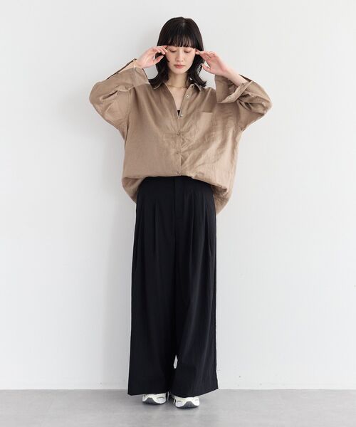 YECCA VECCA(イェッカヴェッカ)の「ドライタッチストレッチワイドパンツ【セットアップ対応】(その他パンツ・レディース・ブラック/ダークベージュ・S/M)」の5枚目の写真
