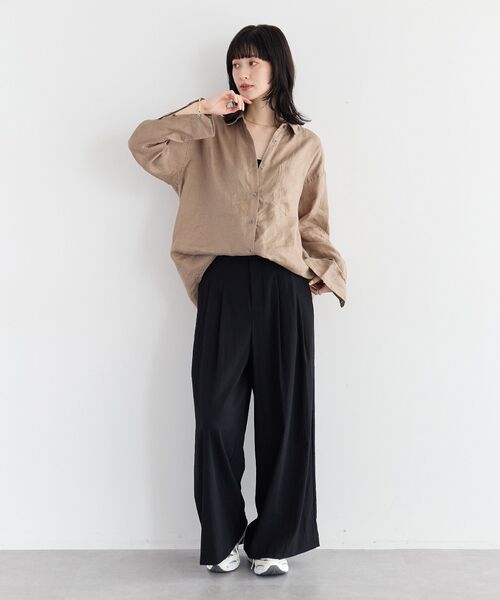 YECCA VECCA(イェッカヴェッカ)の「ドライタッチストレッチワイドパンツ【セットアップ対応】(その他パンツ・レディース・ブラック/ダークベージュ・S/M)」の6枚目の写真