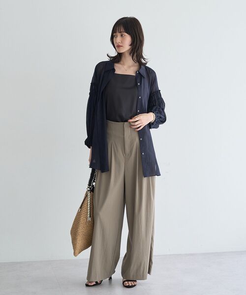 YECCA VECCA(イェッカヴェッカ)の「ドライタッチストレッチワイドパンツ【セットアップ対応】(その他パンツ・レディース・ブラック/ダークベージュ・S/M)」の11枚目の写真