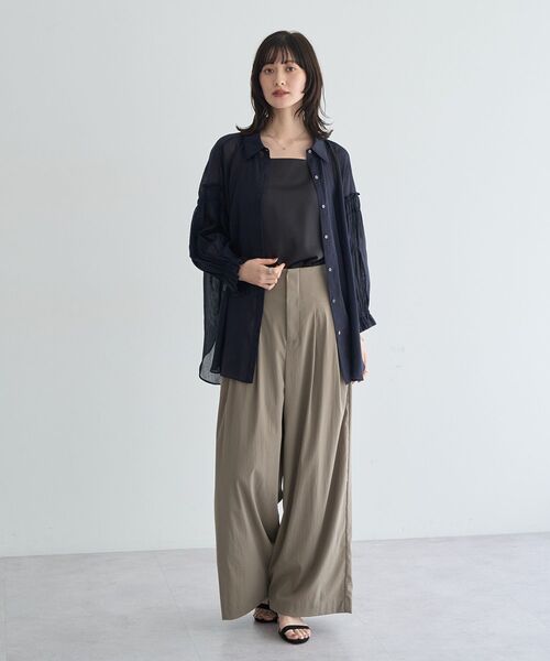 YECCA VECCA(イェッカヴェッカ)の「ドライタッチストレッチワイドパンツ【セットアップ対応】(その他パンツ・レディース・ブラック/ダークベージュ・S/M)」の12枚目の写真