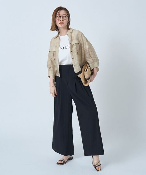 YECCA VECCA(イェッカヴェッカ)の「ドライタッチストレッチワイドパンツ【セットアップ対応】(その他パンツ・レディース・ブラック/ダークベージュ・S/M)」の13枚目の写真