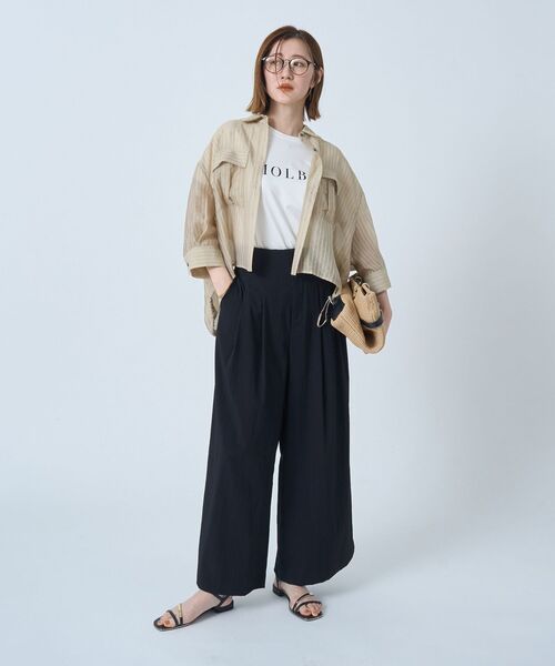 YECCA VECCA(イェッカヴェッカ)の「ドライタッチストレッチワイドパンツ【セットアップ対応】(その他パンツ・レディース・ブラック/ダークベージュ・S/M)」の2枚目の写真