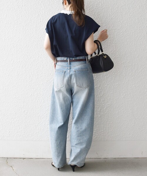 SHIPS any(シップス エニィ)の「SHIPS any:〈洗濯機可能〉レース カラー フレンチスリーブ ポロ プルオーバー(Tシャツ/カットソー・レディース・ブルー/ネイビー/オフホワイト・ONE SIZE)」の10枚目の写真
