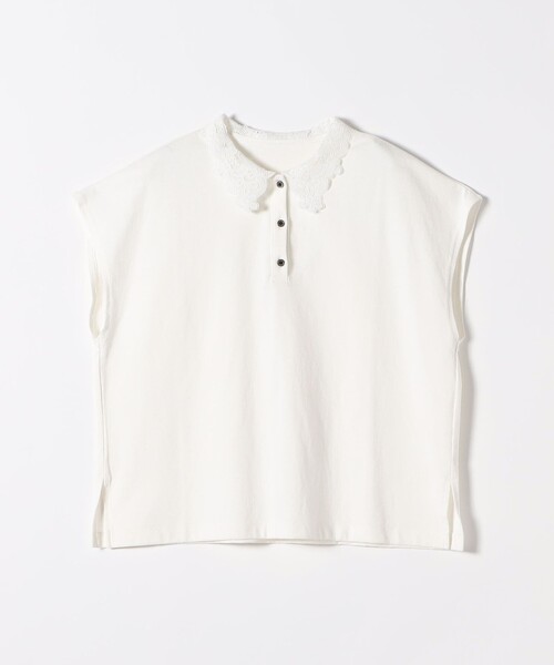 SHIPS any(シップス エニィ)の「SHIPS any:〈洗濯機可能〉レース カラー フレンチスリーブ ポロ プルオーバー(Tシャツ/カットソー・レディース・ブルー/ネイビー/オフホワイト・ONE SIZE)」の22枚目の写真