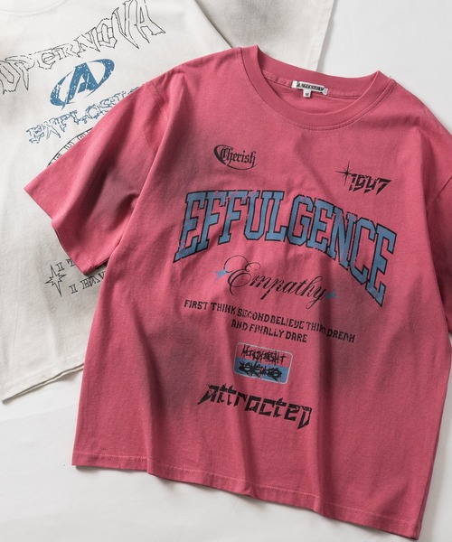 JOHN'S CLOSET(ジョンズクローゼット)の「【13】スプレー加工 グラフィックロゴ ユーズドライクTシャツ(Tシャツ/カットソー・メンズ・ピンク/カーキ/ブラック/アイボリー・MEDIUM/LARGE)」の4枚目の写真
