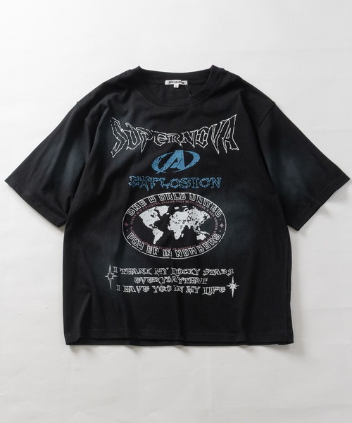 JOHN'S CLOSET(ジョンズクローゼット)の「【13】スプレー加工 グラフィックロゴ ユーズドライクTシャツ(Tシャツ/カットソー・メンズ・ピンク/カーキ/ブラック/アイボリー・MEDIUM/LARGE)」の12枚目の写真