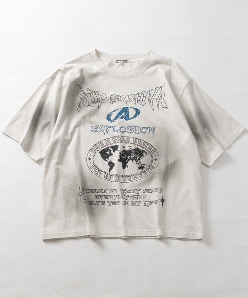 JOHN'S CLOSET(ジョンズクローゼット)の「【13】スプレー加工 グラフィックロゴ ユーズドライクTシャツ(Tシャツ/カットソー・メンズ・ピンク/カーキ/ブラック/アイボリー・MEDIUM/LARGE)」の10枚目の写真