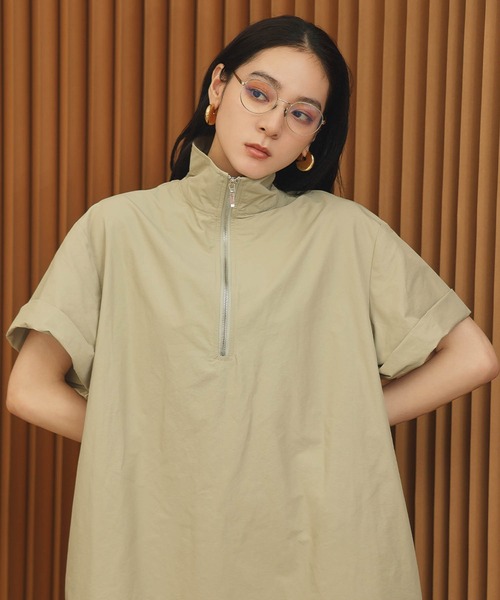 ELFRANK(エルフランク)の「【2026SS】ハーフジップAラインロングワンピース 半袖(ワンピース・レディース・ベージュ/チャコールグレー・FREE)」の11枚目の写真
