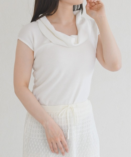 31 Sons de mode(トランテアン ソン ドゥ モード)の「ドレープデザイントップス(Tシャツ/カットソー・レディース・ブルー/ブラック/ホワイト・フリ-)」の13枚目の写真