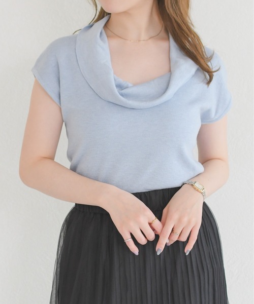 31 Sons de mode(トランテアン ソン ドゥ モード)の「ドレープデザイントップス(Tシャツ/カットソー・レディース・ブルー/ブラック/ホワイト・フリ-)」の8枚目の写真