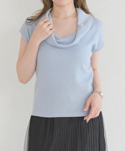 31 Sons de mode(トランテアン ソン ドゥ モード)の「ドレープデザイントップス(Tシャツ/カットソー・レディース・ブルー/ブラック/ホワイト・フリ-)」の9枚目の写真