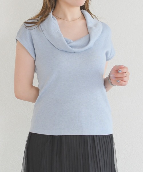 31 Sons de mode(トランテアン ソン ドゥ モード)の「ドレープデザイントップス(Tシャツ/カットソー・レディース・ブルー/ブラック/ホワイト・フリ-)」の10枚目の写真