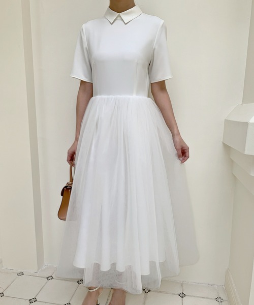 TULLE DOCKING COLLAR DRESS