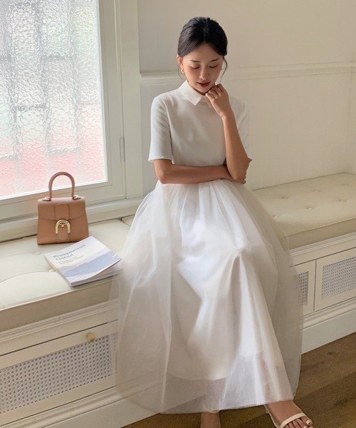 TULLE DOCKING COLLAR DRESS（ワンピース）｜BIRTHDAY BASH