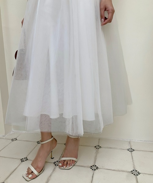 BIRTHDAY BASH（バースデイバッシュ）の「TULLE DOCKING COLLAR DRESS（チュールドッキングカラードレス）（ワンピース・レディース・ホワイト/ブラック・SMALL/MEDIUM）」の8枚目の写真