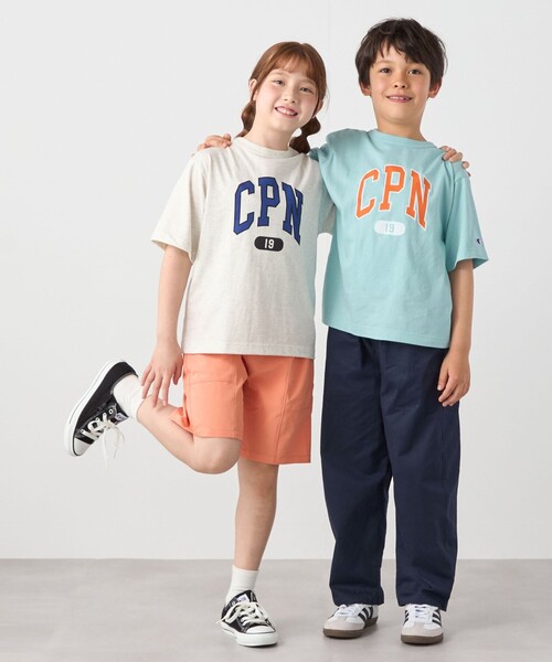 Champion(チャンピオン)の「Champion:〈洗濯機可能〉CPN プリント Tシャツ<KIDS>(Tシャツ/カットソー・キッズ・ナチュラル/ライトブルー/ブラック・120/140/150/130)」の1枚目の写真