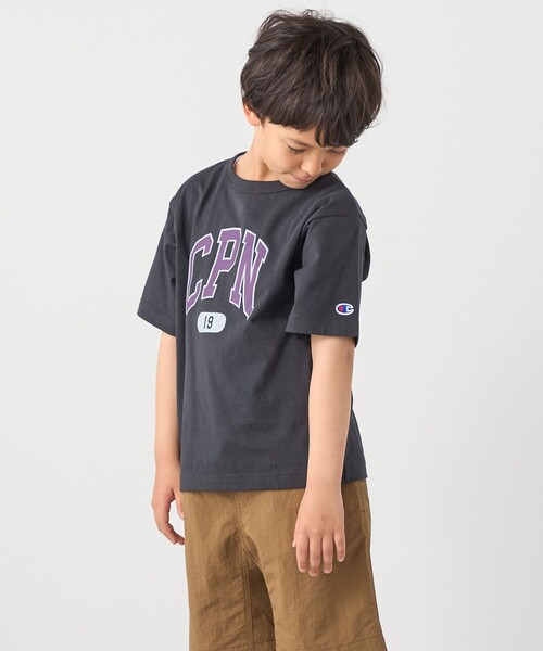 Champion(チャンピオン)の「Champion:〈洗濯機可能〉CPN プリント Tシャツ<KIDS>(Tシャツ/カットソー・キッズ・ナチュラル/ライトブルー/ブラック・120/140/150/130)」の2枚目の写真
