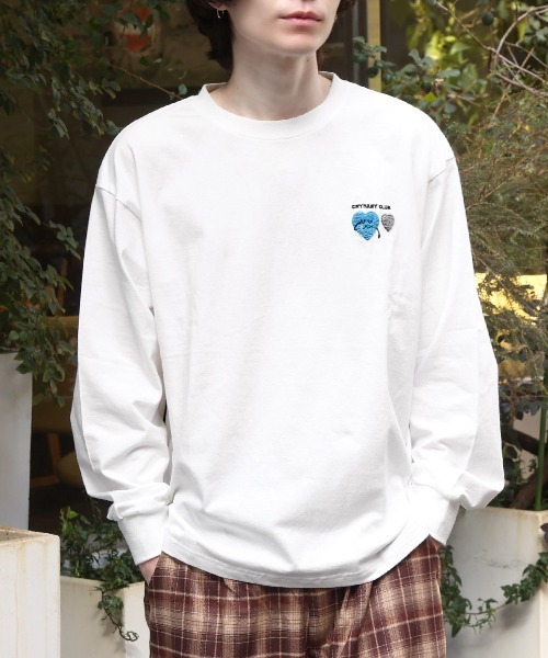LUXSTYLE(ラグスタイル)の「CRYBABYサガラ刺繍ロンT(Tシャツ/カットソー・メンズ・ホワイト×レッド/ホワイト×ブルー/ブラック×レッド/ブラック×ブルー・L/M)」の3枚目の写真