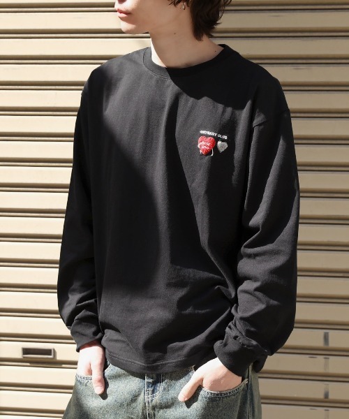 LUXSTYLE(ラグスタイル)の「CRYBABYサガラ刺繍ロンT(Tシャツ/カットソー・メンズ・ホワイト×レッド/ホワイト×ブルー/ブラック×レッド/ブラック×ブルー・L/M)」の1枚目の写真