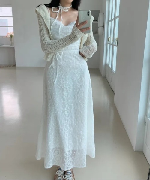 FREE STYLISTS（フリー スタイリスト）の「YUGA_YGMC　　Korean-style　Embroidered lace dress（ワンピース・レディース・ホワイト/オフホワイト・FREE）」の10枚目の写真