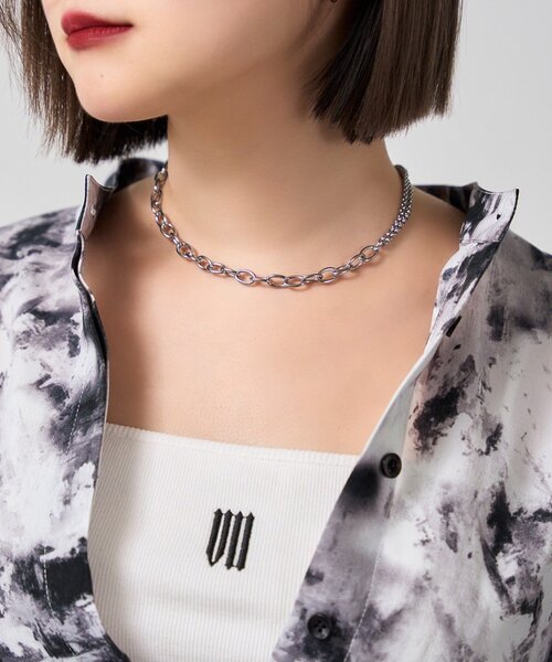 セール】【Mavie..7】アシメチェーンチョーカーネックレス（ネックレス