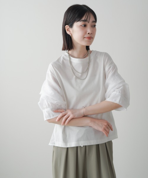 Bou Jeloud(ブージュルード)の「タックスリーブプルオーバー(Tシャツ/カットソー・レディース・チャコールグレー/オフホワイト・FREE)」の5枚目の写真