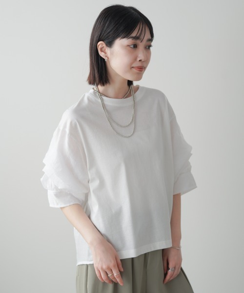 Bou Jeloud(ブージュルード)の「タックスリーブプルオーバー(Tシャツ/カットソー・レディース・チャコールグレー/オフホワイト・FREE)」の7枚目の写真