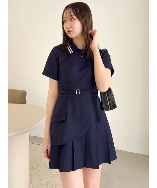 dazzlin（ダズリン）の「ポロライクプリーツミニワンピース（ワンピース・レディース・ネイビー/オフホワイト・SMALL/MEDIUM）」の2枚目の写真