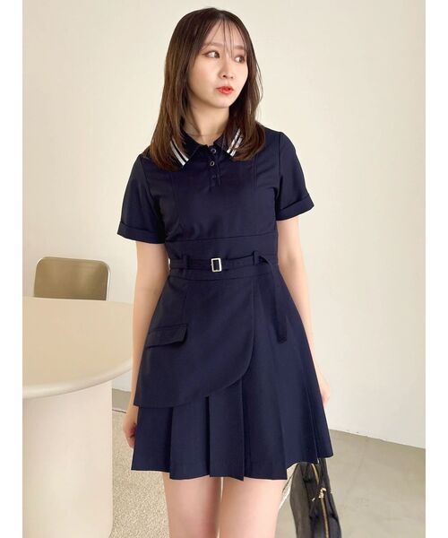 dazzlin（ダズリン）の「ポロライクプリーツミニワンピース（ワンピース・レディース・ネイビー/オフホワイト・SMALL/MEDIUM）」の3枚目の写真
