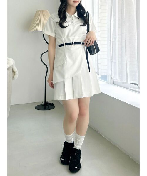 dazzlin（ダズリン）の「ポロライクプリーツミニワンピース（ワンピース・レディース・ネイビー/オフホワイト・SMALL/MEDIUM）」の4枚目の写真