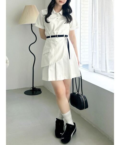 dazzlin（ダズリン）の「ポロライクプリーツミニワンピース（ワンピース・レディース・ネイビー/オフホワイト・SMALL/MEDIUM）」の5枚目の写真