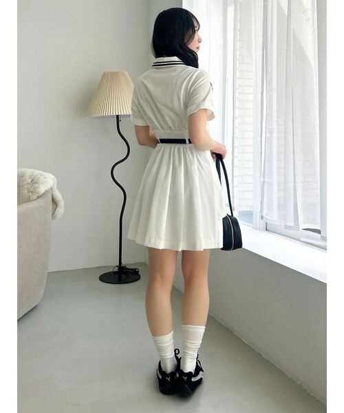 dazzlin（ダズリン）の「ポロライクプリーツミニワンピース（ワンピース・レディース・ネイビー/オフホワイト・SMALL/MEDIUM）」の7枚目の写真