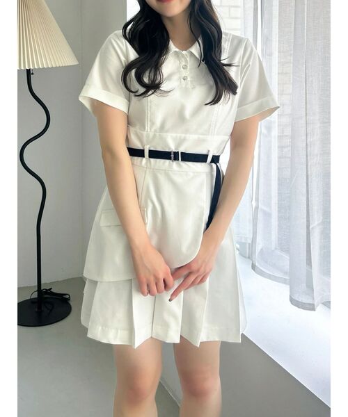 dazzlin（ダズリン）の「ポロライクプリーツミニワンピース（ワンピース・レディース・ネイビー/オフホワイト・SMALL/MEDIUM）」の8枚目の写真