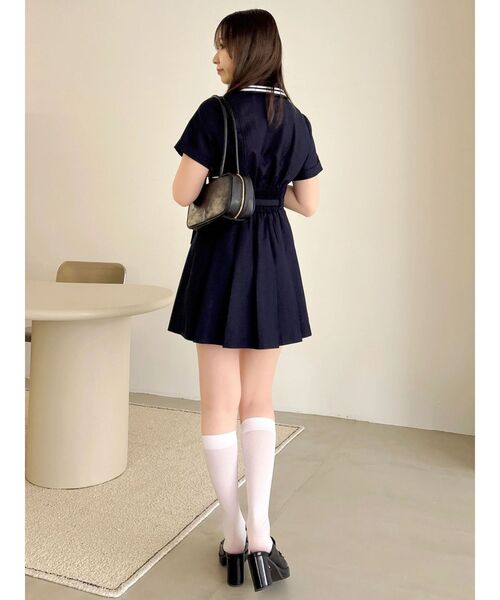 dazzlin（ダズリン）の「ポロライクプリーツミニワンピース（ワンピース・レディース・ネイビー/オフホワイト・SMALL/MEDIUM）」の14枚目の写真