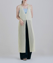 メッシュレースVネックロングジレ