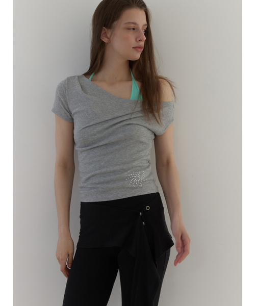 ASURA(アスラ)の「STUDDED ONE-SHOULDER T (MELANGE GREY)(Tシャツ/カットソー・レディース・その他・OS)」の7枚目の写真